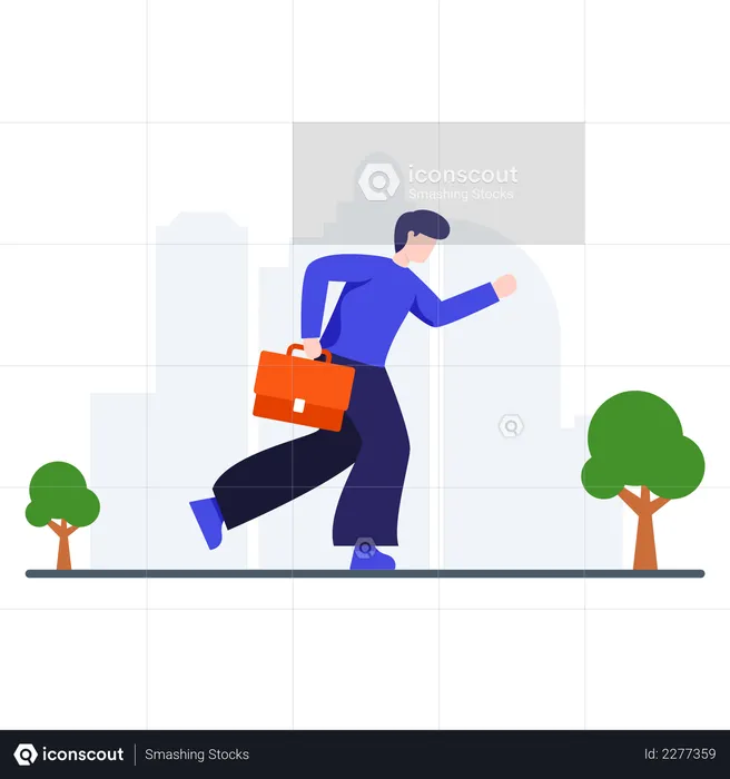 Businessman Going Office with briefcase  Illustration
