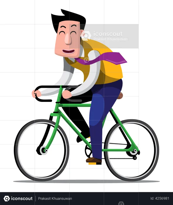 Businessman going to Office on Bicycle  Illustration
