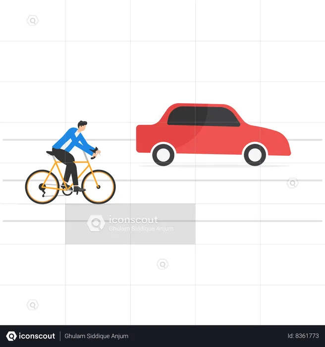 Businessman going to work on cycle  Illustration