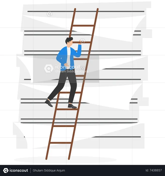 Businessman going up the ladder  Illustration