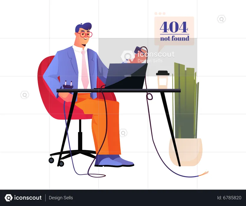 Businessman got error 404 not found  Illustration