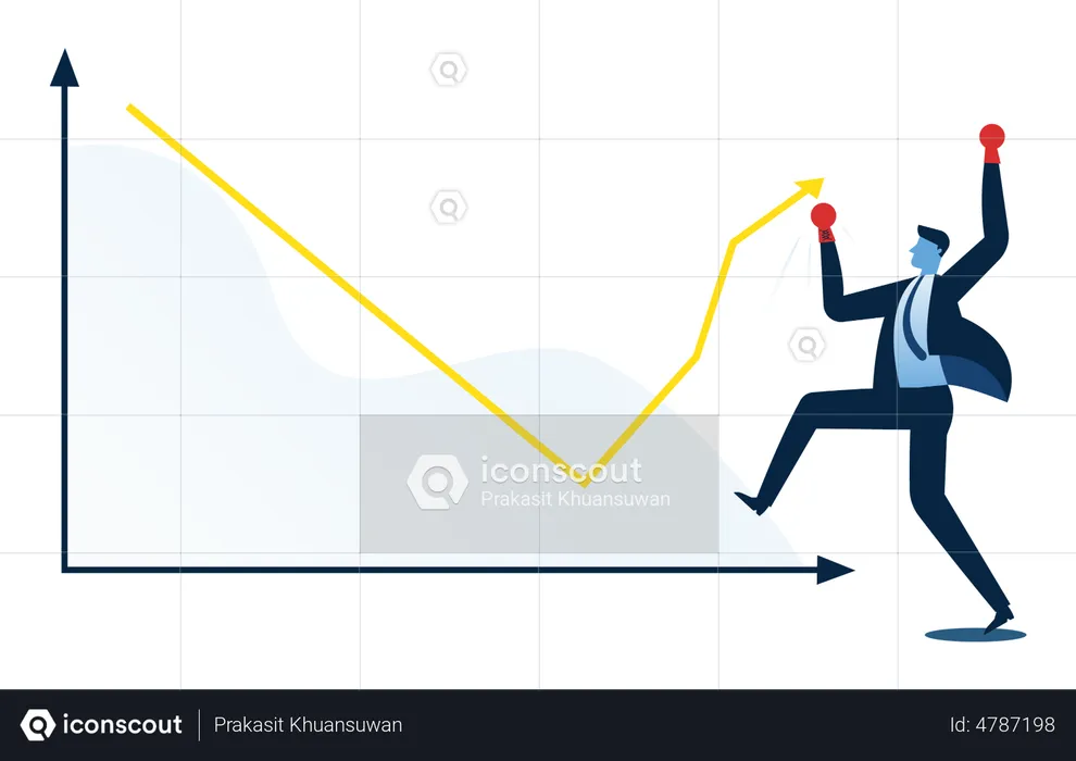 Businessman growing business chart  Illustration