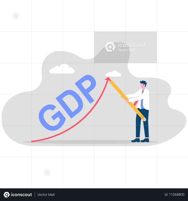 Businessman growing business gdp  Illustration