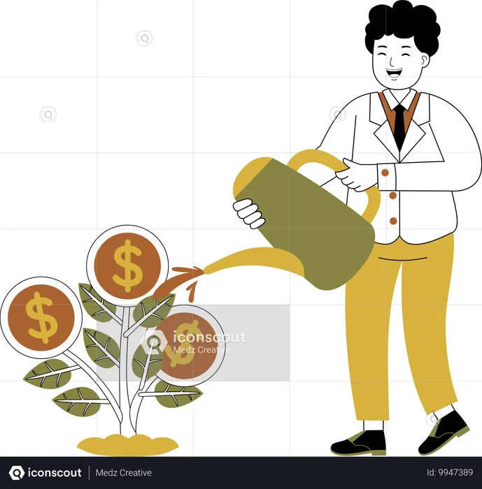 Businessman growing finance and investment  Illustration