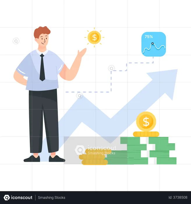 Businessman growing income of the business  Illustration