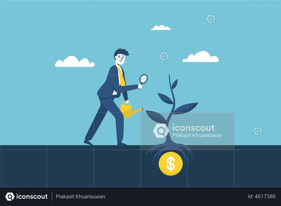 Businessman growing investments  Illustration