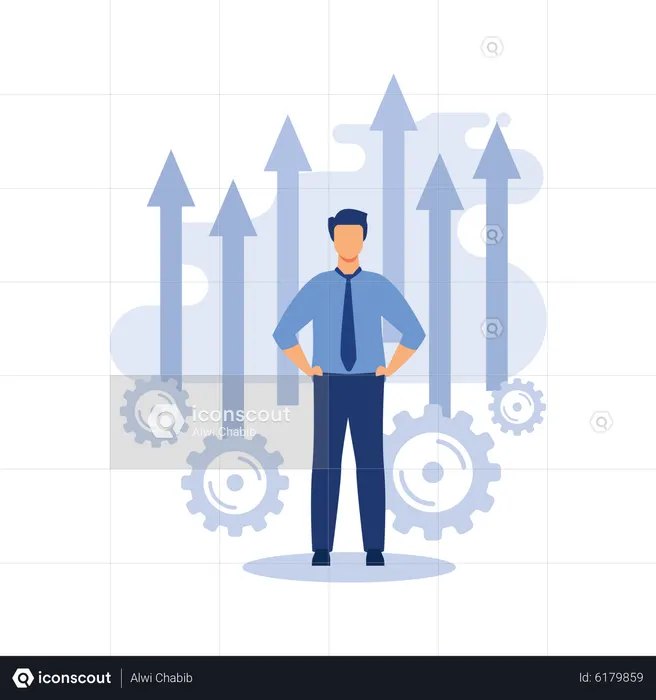 Businessman grows up in career  Illustration
