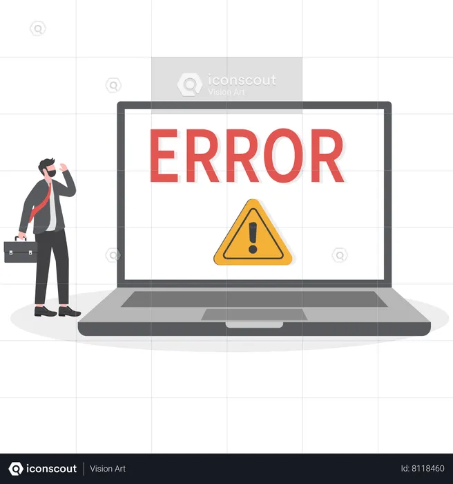 Businessman had an error on webpage  Illustration