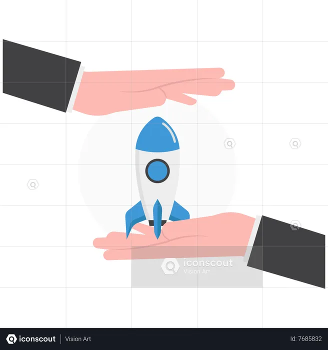 Businessman hand cover incubate startup idea  Illustration