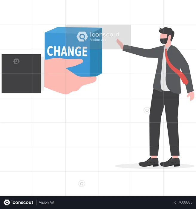 Businessman hand denied or refuse to get change cube box  Illustration