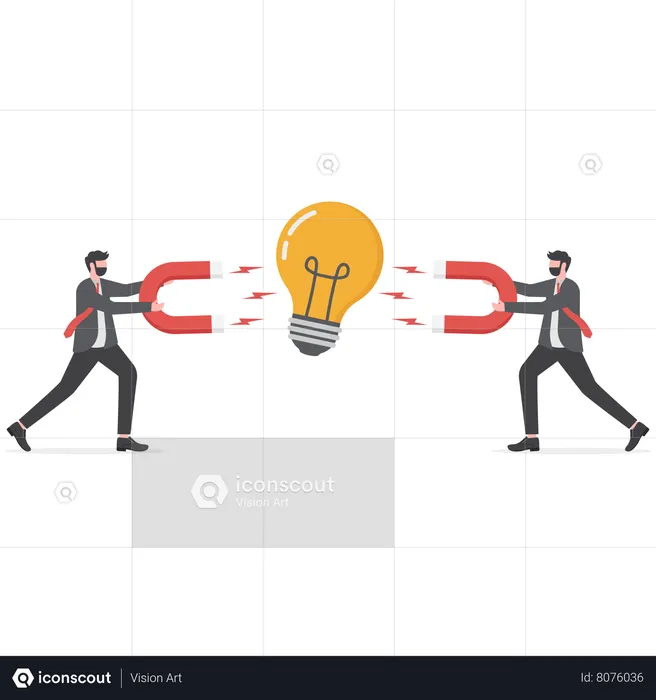 Businessman Hand Holding Magnet To Ideas  Illustration