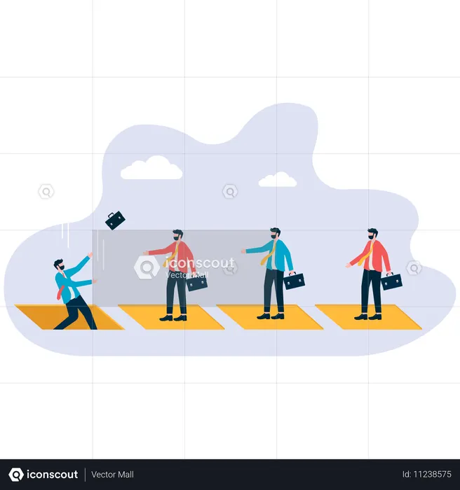 Businessman hand pushing fired button to layoff his employee  Illustration