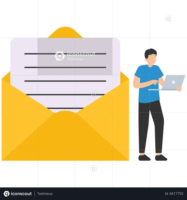 Businessman handle many emails and reply all emails  Illustration