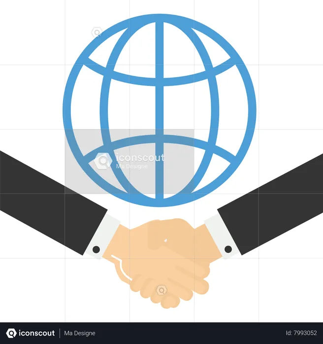 Businessman handshake with global network link connection  Illustration