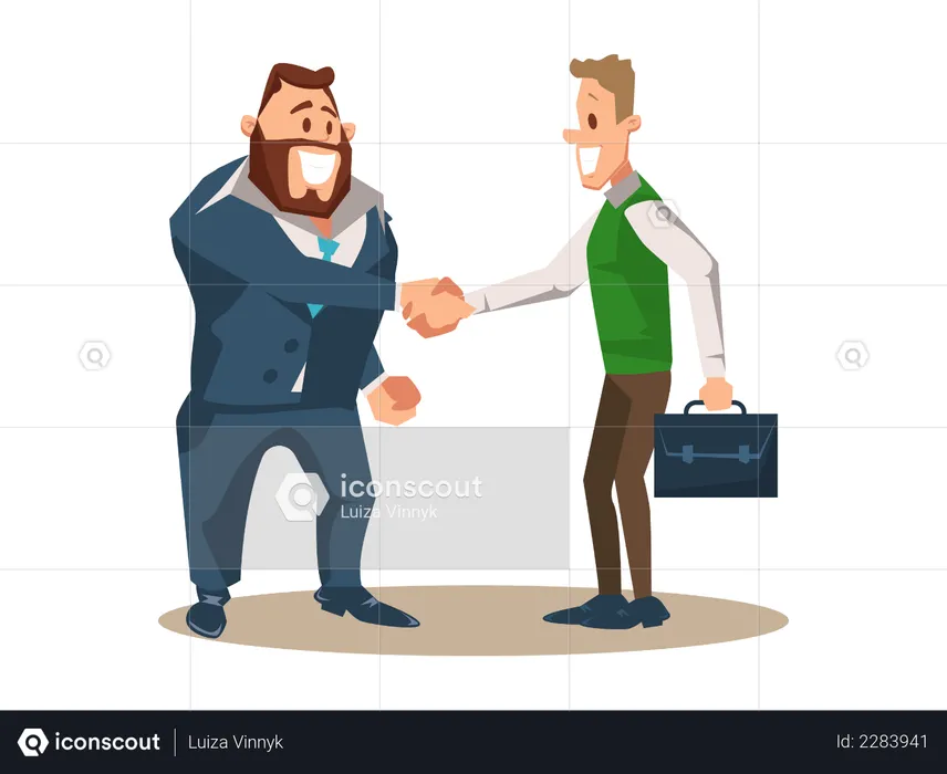 Businessman handshaking after finalizing deal  Illustration