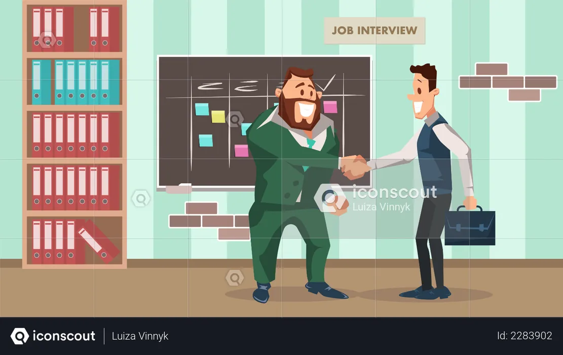 Businessman handshaking after hiring new employee  Illustration