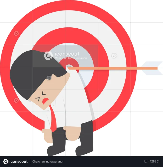 Businessman hanging on the target  Illustration