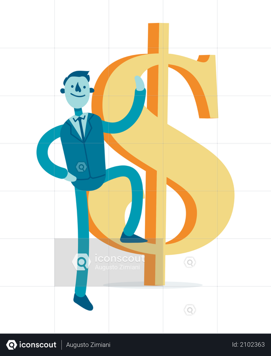 Best Premium Businessman Hanging with big dollar sign Illustration ...