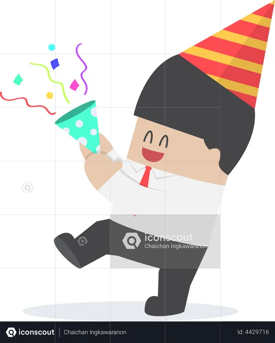Businessman happy in celebration party  Illustration