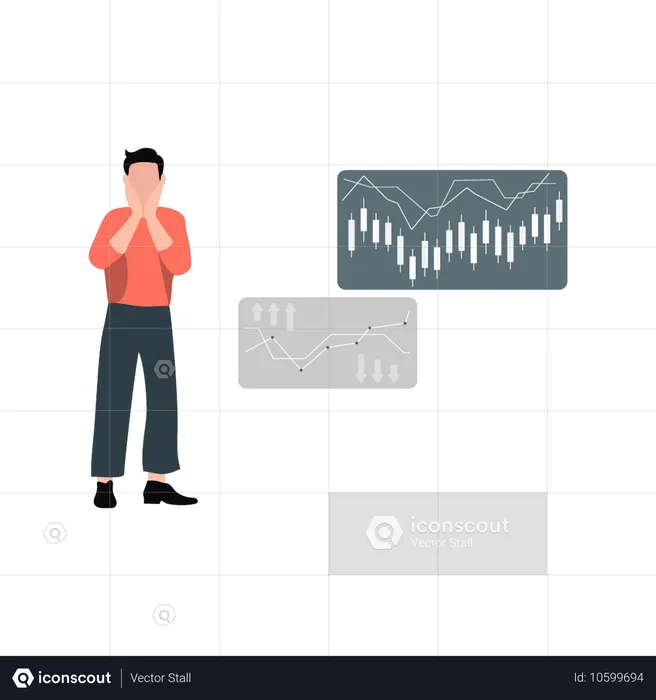 Businessman happy to explaining analytic graph  Illustration