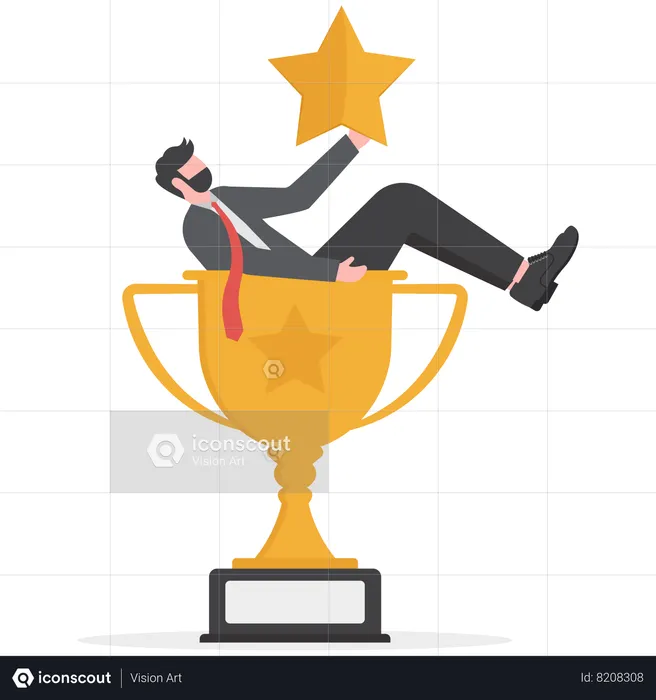 Businessman has achieved award  Illustration