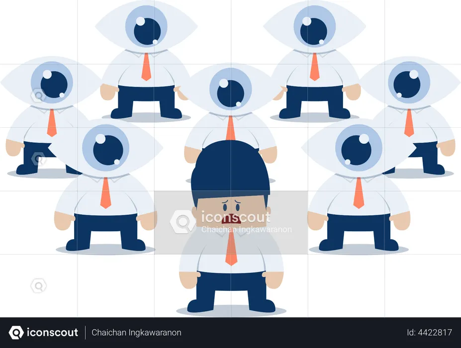 Businessman has been observed by eyeball head  Illustration