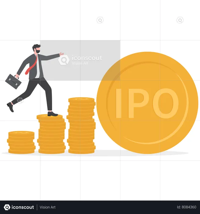 Businessman has earned profit in IPO  Illustration