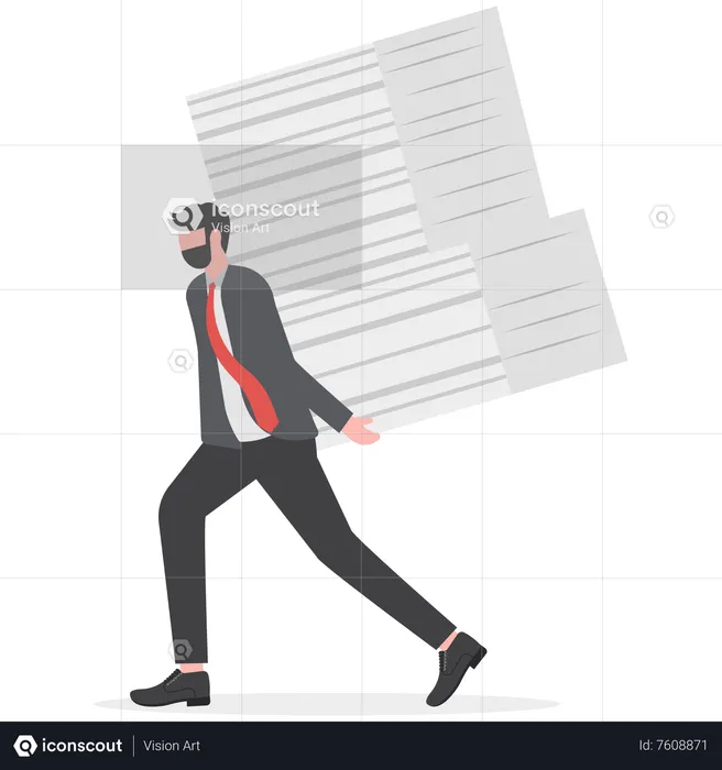 Businessman has lot of documents  Illustration