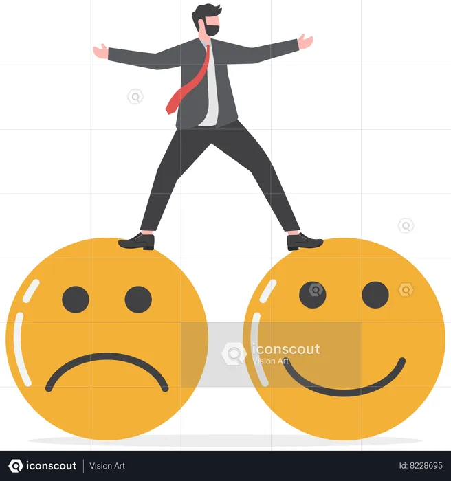 Businessman has mixed feelings  Illustration