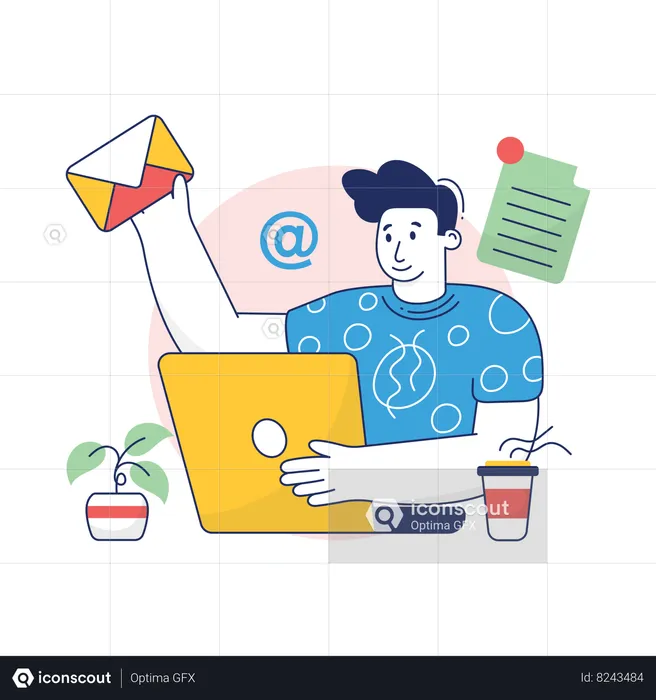 Businessman has received email  Illustration
