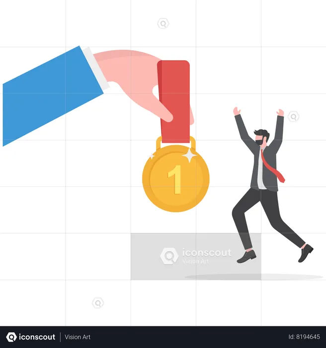 Businessman has received gold medal  Illustration