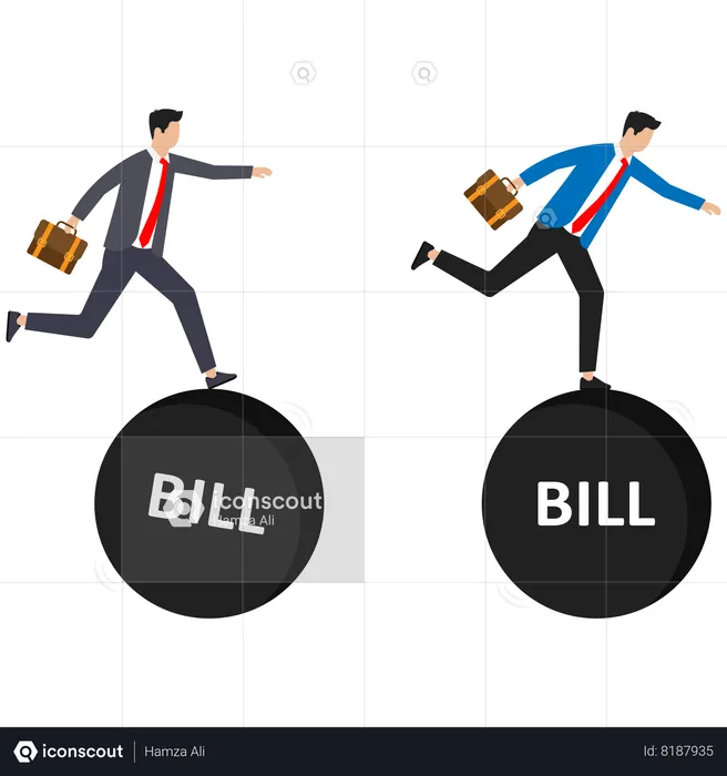Businessman has to pay many bills  Illustration