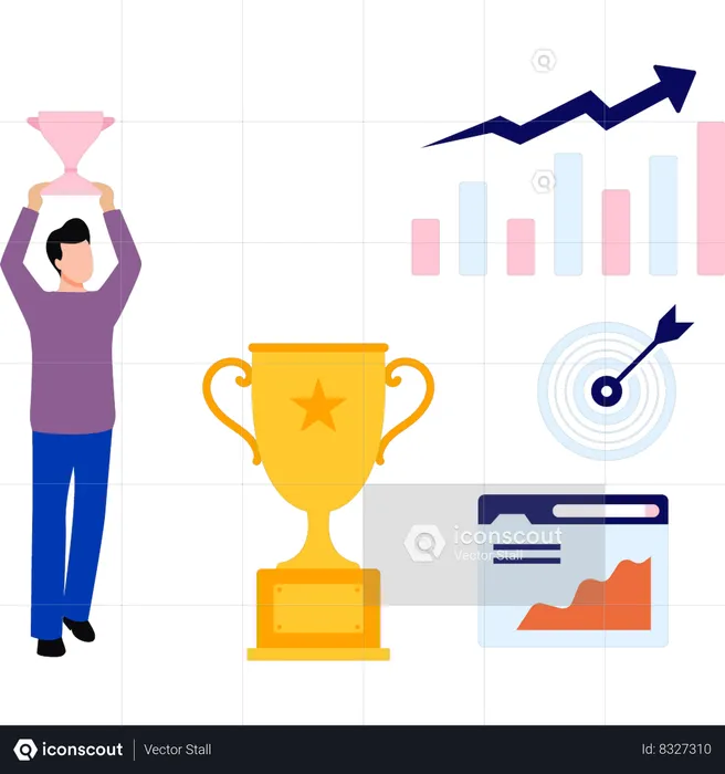 Businessman have achieved business target  Illustration