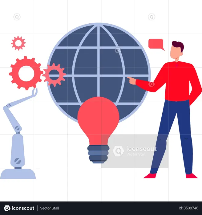 Businessman have global creative ideas  Illustration