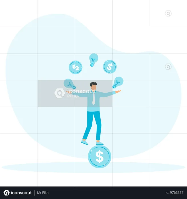 Businessman have idea to make money  Illustration