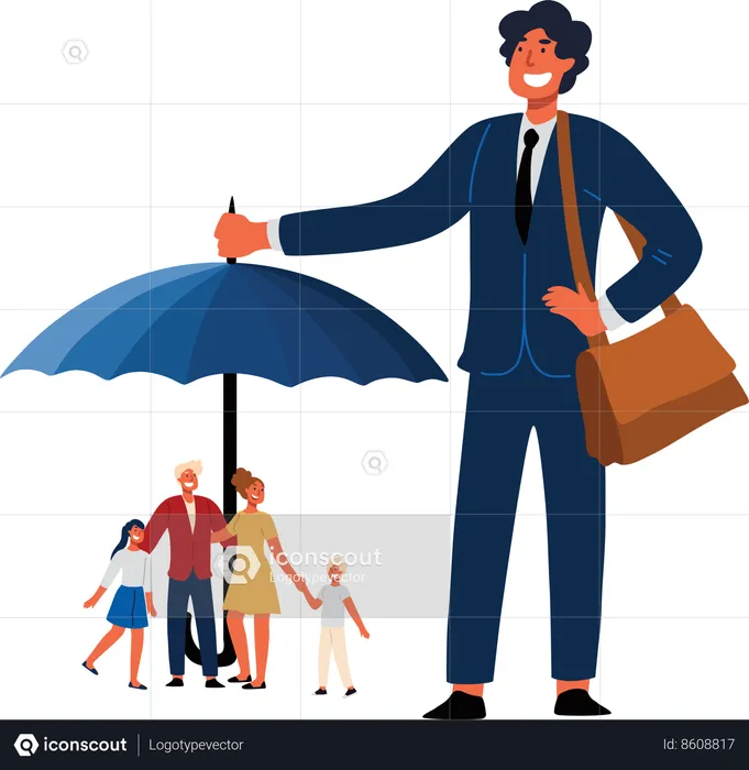 Businessman have insured his family protection  Illustration