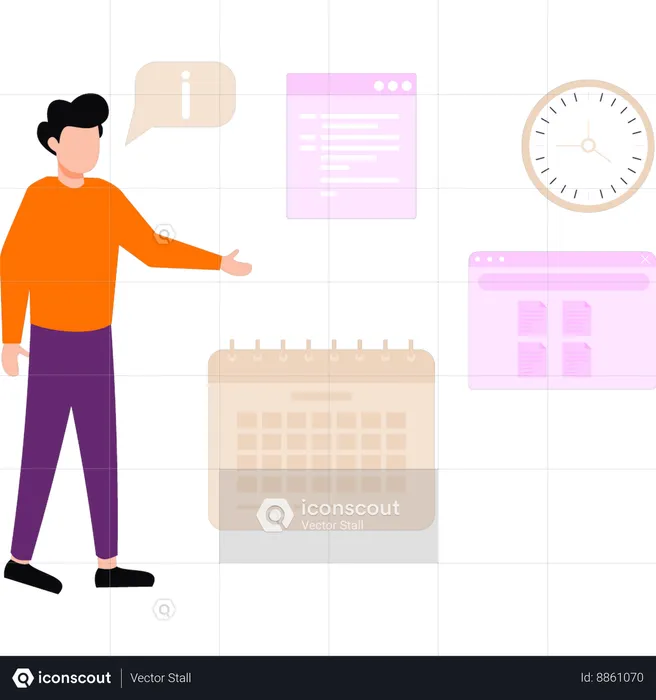 Businessman have to complete all pending tasks before time  Illustration