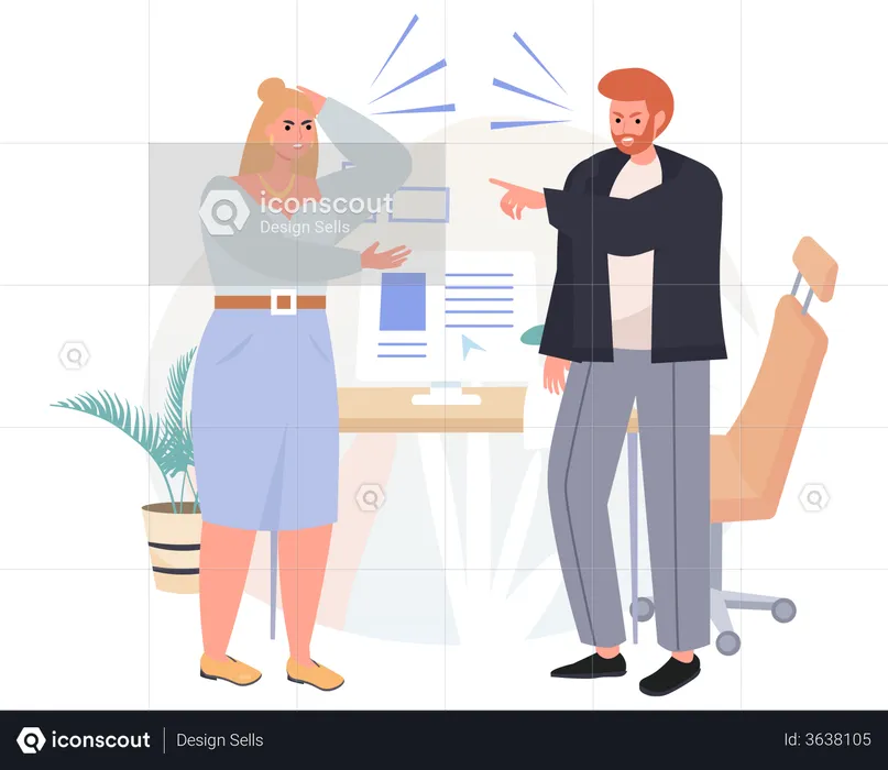 Businessman having disagreement with female employee  Illustration