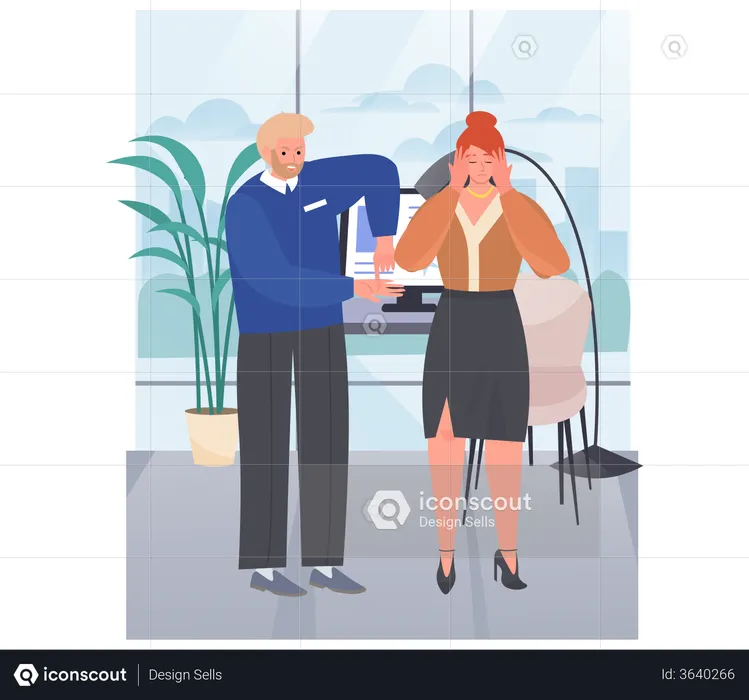 Businessman Having Disagreement With Female Employee  Illustration