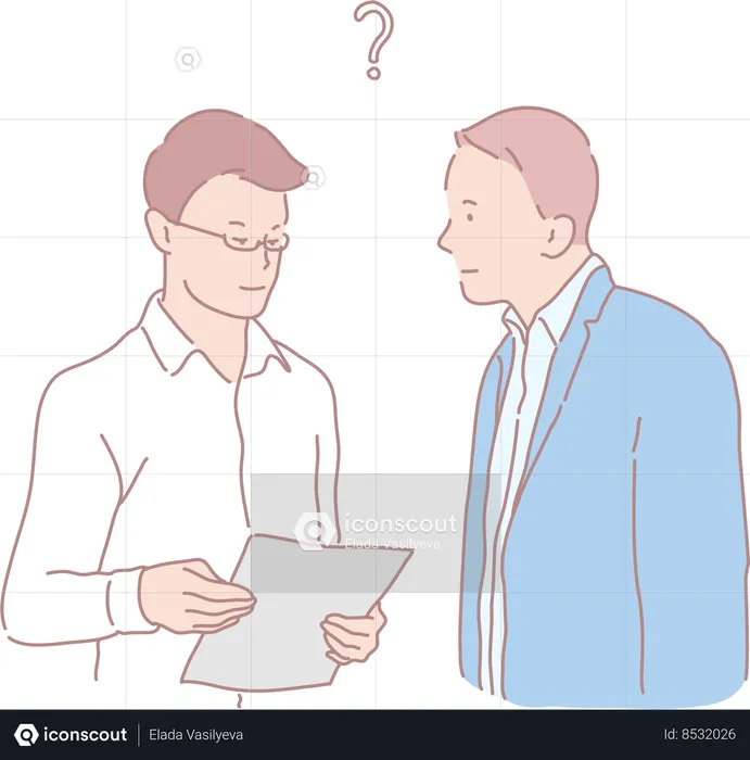 Businessman having discussion about project  Illustration