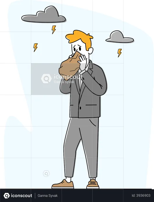 Businessman Having Panic Disorder  Illustration