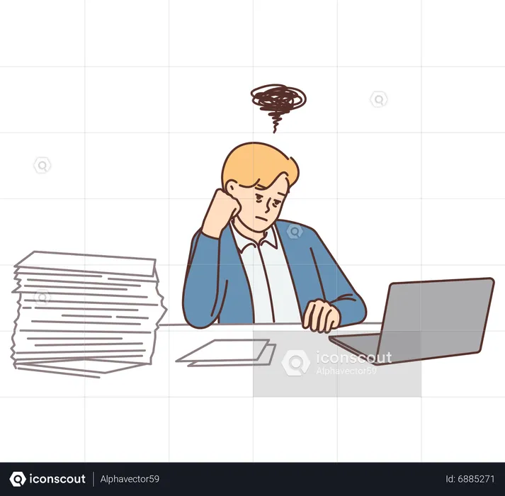 Businessman having workload  Illustration