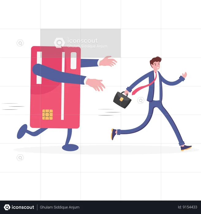 Businessman heavy debtor loan credit card  Illustration