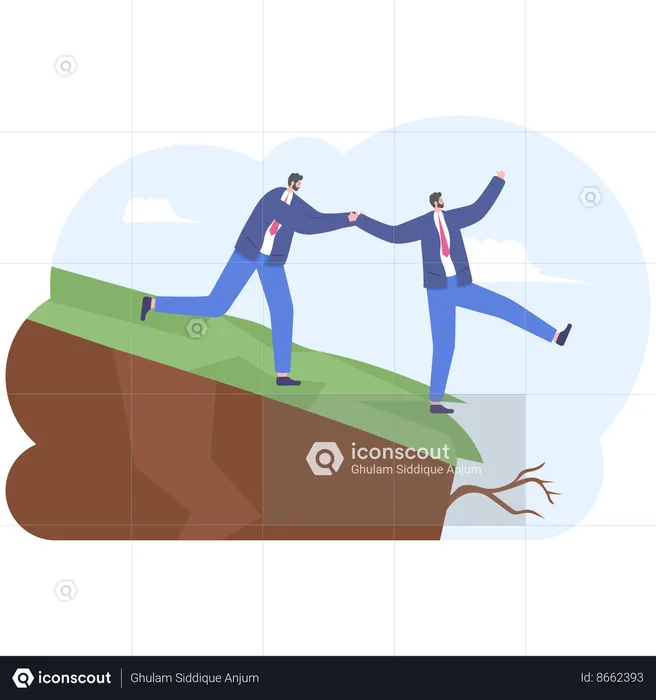 Businessman help teammate to overcome problems  Illustration