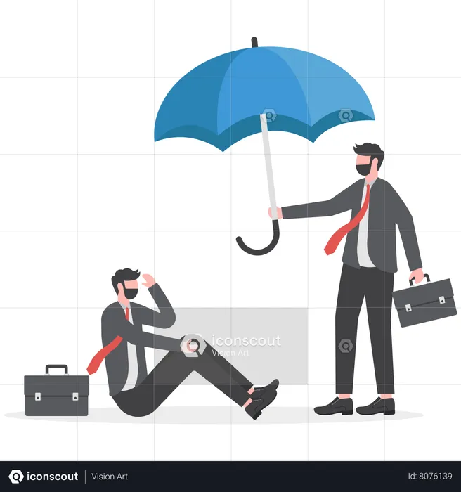 Businessman Helping People suffer from fail business  Illustration