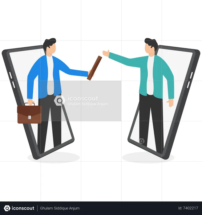 Businessman hiring outsourcing worker to perform task  Illustration