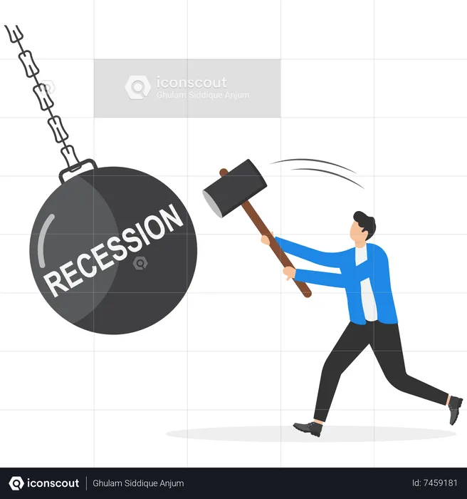 Businessman hit back the recession  Illustration