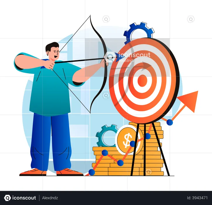 Businessman hitting business target  Illustration