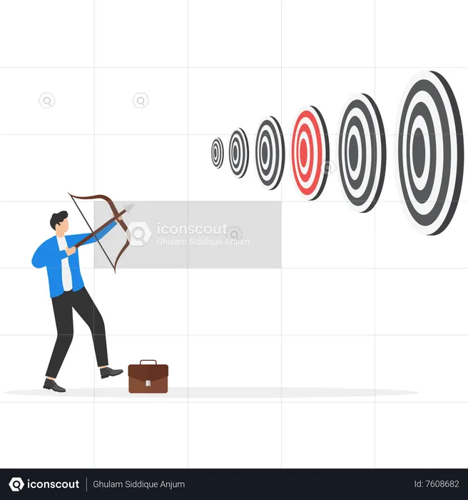 Businessman hitting multiple targets  Illustration