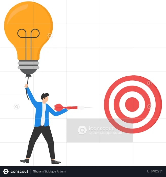 Businessman hitting target with idea  Illustration